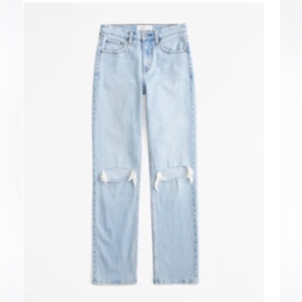 A&F Light Blue Distressed Women Jeans
